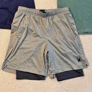 Spyder Men's Light Gray and Black Athletic Shorts